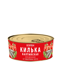 Килька балтийская неразделанная в томатном соусе ECOFISH ГОСТ